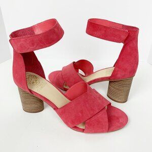 NEW Vince Camuto Jessera Pink Ankle Strap Block Heel Sandals